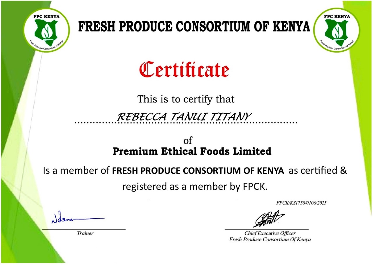 Fresh Produce Consortium Of Kenya Certificate